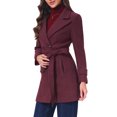thumbnail image 4 of INSPIRE CHIC Women's Winter Coat Notched Lapel Collar Double Breasted Elegant Office Work Outerwear Trench Coats with Belt XL Burgundy, 4 of 6