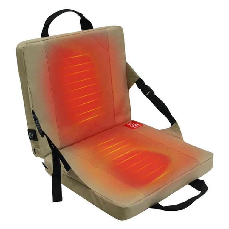 Heated Seat Cushion Cordless Rechargeable Stadium Seat Pad with Backrest  131F USB Battery Heated Bleacher Cushion Portable Heating Pad 