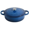thumbnail image 2 of Crock Pot Artisan Enameled 5 Quart Cast Iron Round Braiser Pan with Self Basting Lid in Sapphire Blue, 2 of 7