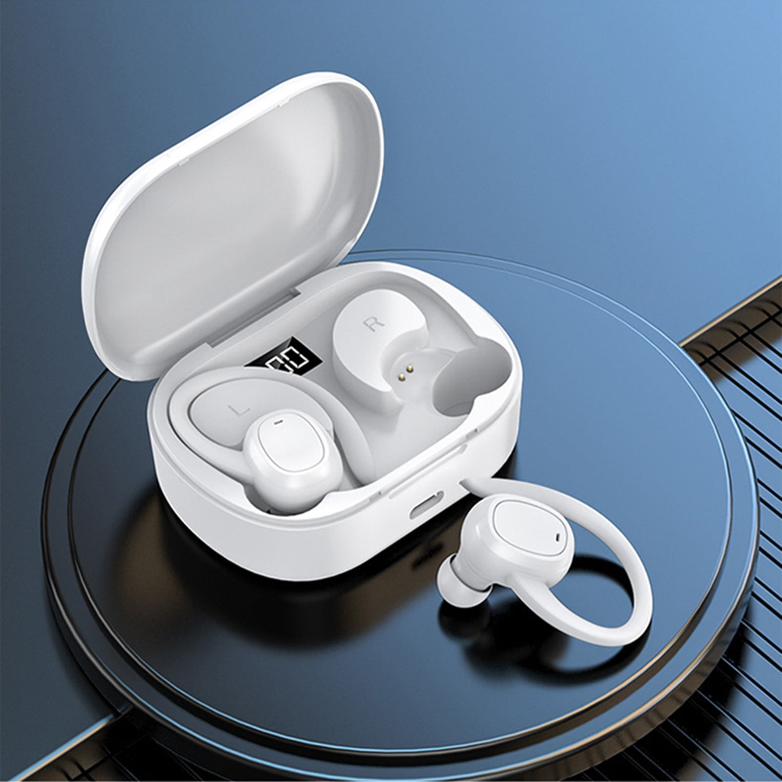 QTOCIO Bluetooth Headphones Touches LED Digital Display Screen 5.3 Bluetooth Chip Type-c Fast Charging Intelligent Noise Reduction Low Latency