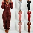 thumbnail image 6 of jsaierl Women Onesies Fluffy Fleece Jumpsuits Sleepwear Plus Size Hood Sets Pajamas for Adult Winter Warm Pajamas Homewear Christmas Pajamas, 6 of 6