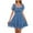 Blue, variant on Fesfesfes Spring Dresses for Women Spring Casual Solid Color Square Collar Chiffon Dress Loose Semi Sheer Waist Tighten Short Sleeve Mini Dress