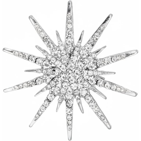 Fashion CZ Star Brooch Lapel Pin for Women Men Crystal Rhinestone Star Burst Corsage Brooches Pins Dainty for Dress Suit Hat Badge Bouquet Boutonniere Clothes Accessories Trendy Jewelry