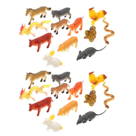 

2 Sets of Zodiac Animals Models Simulation Animals Adornments Children Educational Toys