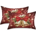thumbnail image 2 of Coolnut Christmas Bell Satin Pillowcase for Hair and Skin Silk Pillowcase Soft Sleeping Pillow Covers Smooth Cooling Pillowcase with Envelope Closure Size Standard 20x26 in Home Decor Gifts, 2 of 7