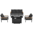 thumbnail image 5 of LazySunsets 4 Piece Aluminum Patio Furniture Set, 5-Seat Oversized Outdoor Sectional with Fire Pit Table, Dark Gray, 5 of 9