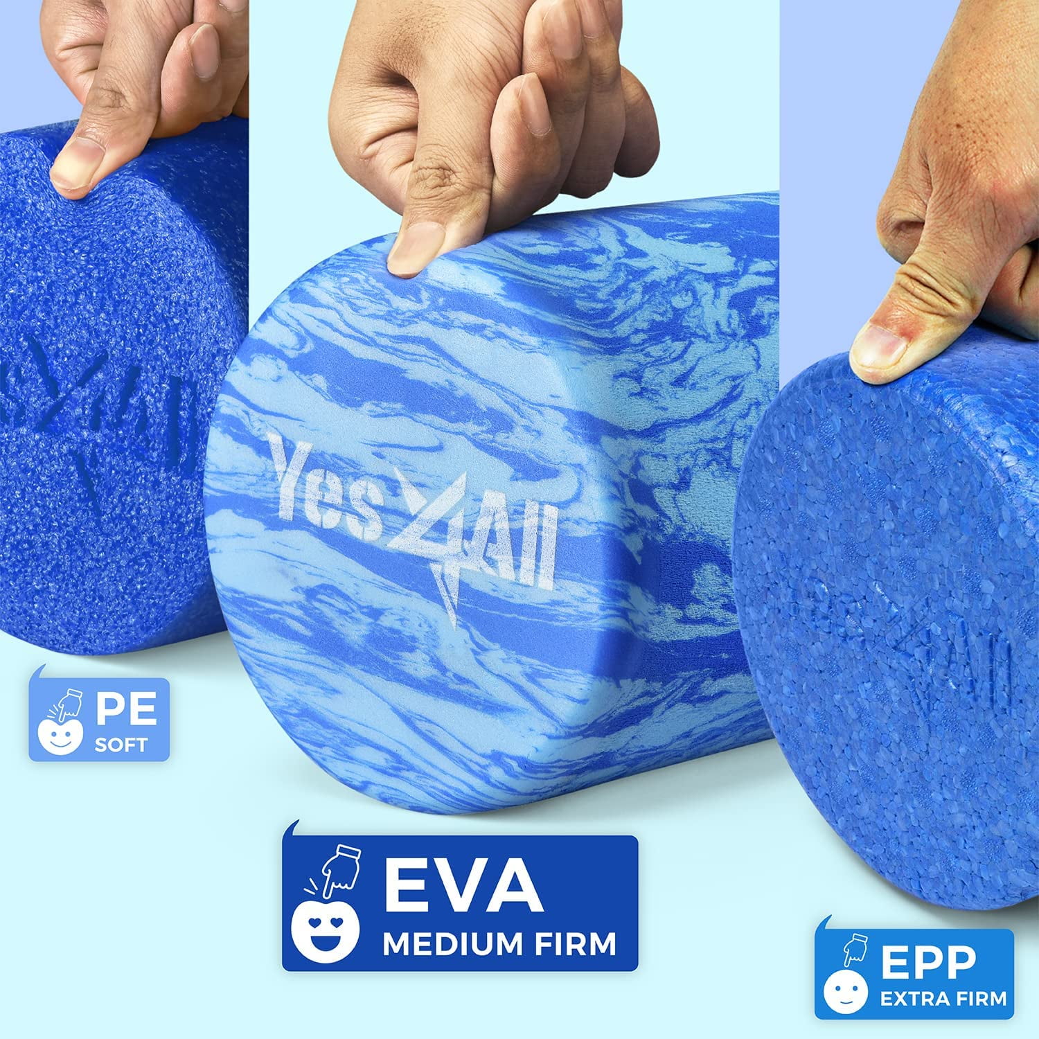 Yes4All 18inch Exercise Foam Roller EVA Ocean Marbled