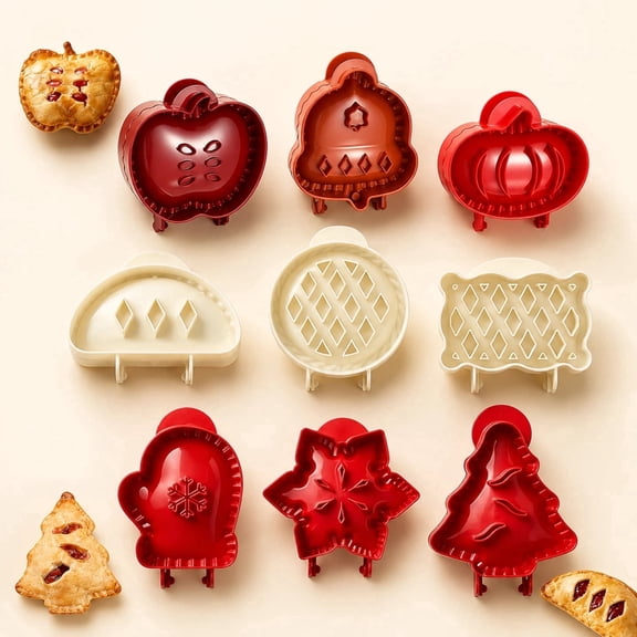 9 Pcs Holiday Mini Pie Molds Mini Pie Maker Hand Pocket pie molds Food Grade Plastic Gift for Baking Christmas Desserts