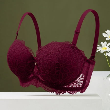 Pavied Push Up Bra Plus Size Bra Womens Cut Bra Underwear Bralette Crop Top Female Bra Brassiere Bra Thin Cup Bra Unpadded Bra Balconette Bras Seamless Bras Red 90