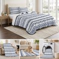 thumbnail image 6 of Queen Quilt Set 90''x96'', Blue Boho Stripes Lightweight Bedspread Coverlet Set with 2 Pillow Shams, Minimalist Geometric Tribal Ethnic Breathable All Season Quilt Bedding for Bedroom/Guest Room, 6 of 9