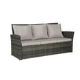 thumbnail image 6 of UHOMEPRO 3 Piece Rattan Patio Sofa Set, Outdoor Patio Conversation Set, All-Weather PE Rattan Wicker Furniture Set with 2 Ottomans, Cushioned Sofa Set for Patio Garden Poolside Deck, Light Gray, 6 of 7