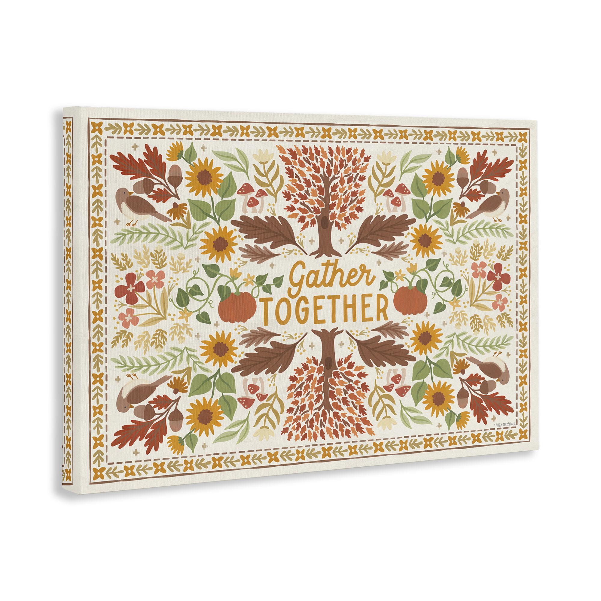 Stupell Industries Gather Together Pattern Landscape Painting Gallery Wrapped Canvas Art Prints Wall Art, 24 x 16