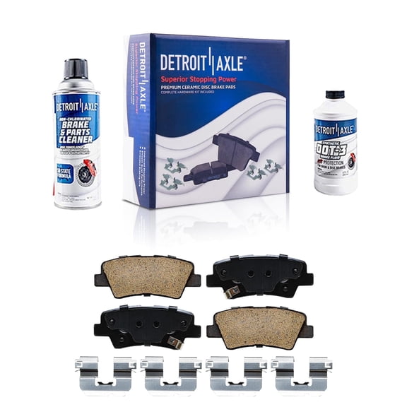 Detroit Axle - Rear Premium Ceramic Brake Pad with Hardware Replacement for 2016-2021 Hyundai Tucson 2017-2022 Kia Sportage - 4pc Set