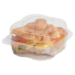 Thermo Tek 50.7 Ounce Clamshell Containers, 100 Anti-Fog to Go Food Containers - Freezable, Square, Clear Plastic Food Packaging Containers, Disposabl