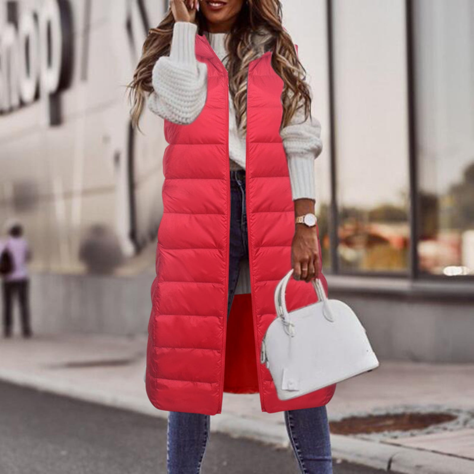 DABAOK Veste à Capuche En Cuir Avec Fermeture éclair - Couleur Unie - Bouton Vers Le Bas - Doublure