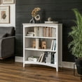 thumbnail image 2 of Camaflexi 36” Shaker Style 3-Shelf Wooden Bookcase Closed Back Storage Shelf, White, 2 of 5