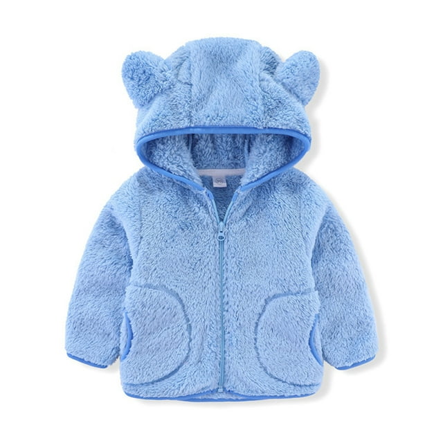 JAKANYQ Veste d'Hiver à Capuche pour Bébé Fille Garçon Bleu Ciel 1-2 Ans