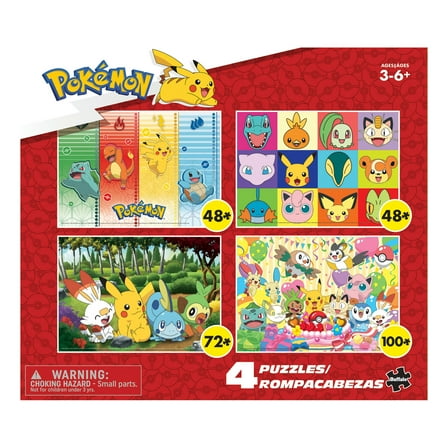Buffalo Games Kids Pokemon 4-in-1 Multipack Interlocking Jigsaw Puzzles for Children Ages 6 