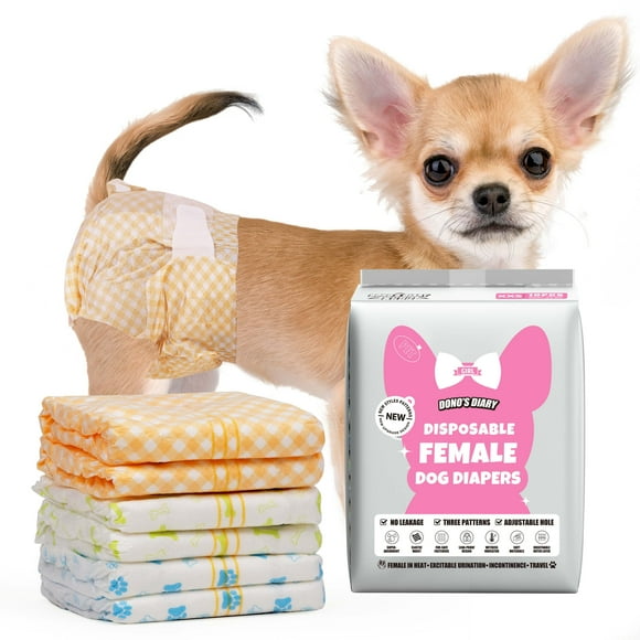 Dono Dog and Cat Diapers Female-60PCS, Disposable Female Dog Period Diapers for Heart with Wetness Indicator, Super Absorbent Doggie Puppy Diapers Female for X