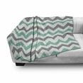 thumbnail image 2 of Chevron Soft Flannel Fleece Throw Blanket, Chevron Pattern Geometric Wavy Zigzag Herringbone Stripes Illustration, Cozy Plush for Indoor and Outdoor Use, 60" x 80", Seafoam Grey White, by Ambesonne, 2 of 5