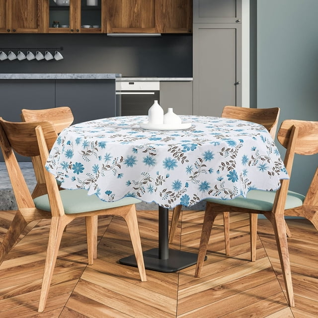 EIGTHTAIL Nappe de Maison en Vinyle Ronde 59” Dia Motif de Fleurs Rouges Imperméable