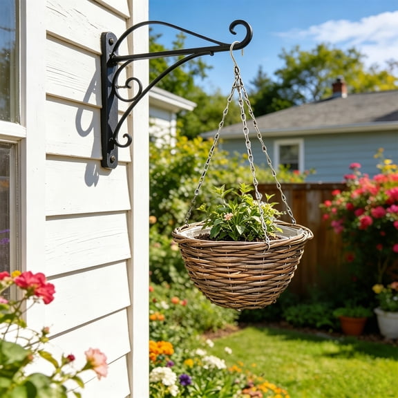 Wooden Hanging Flower Pot Basket Rustic Planter Holder Outdoor Garden Decor for Porch Patio Balcony