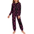 thumbnail image 2 of Conjuntos de blusa y camisa de manga larga con cuello redondo para niños y niñas de 5 a 14 años con estampado y bolsillo. Conjunto de top y pantalón de manga larga., 2 of 9