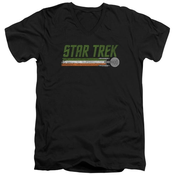 Star Trek Irish Enterprise Adult V-Neck 30/1 T-Shirt Black