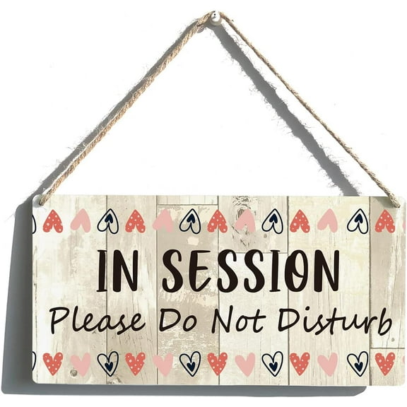 in Session Please Do Not Disturb Sign Funny Farmhouse Door Wooden Hanging Sign Plaque Rustic Wall Art Decor for Home Office Decoration 10x5 Inch
