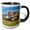 Black/White, variant on 3drose, Canada, Quebec, Perce. Village Buildings and Perce Rock, 15oz Mug