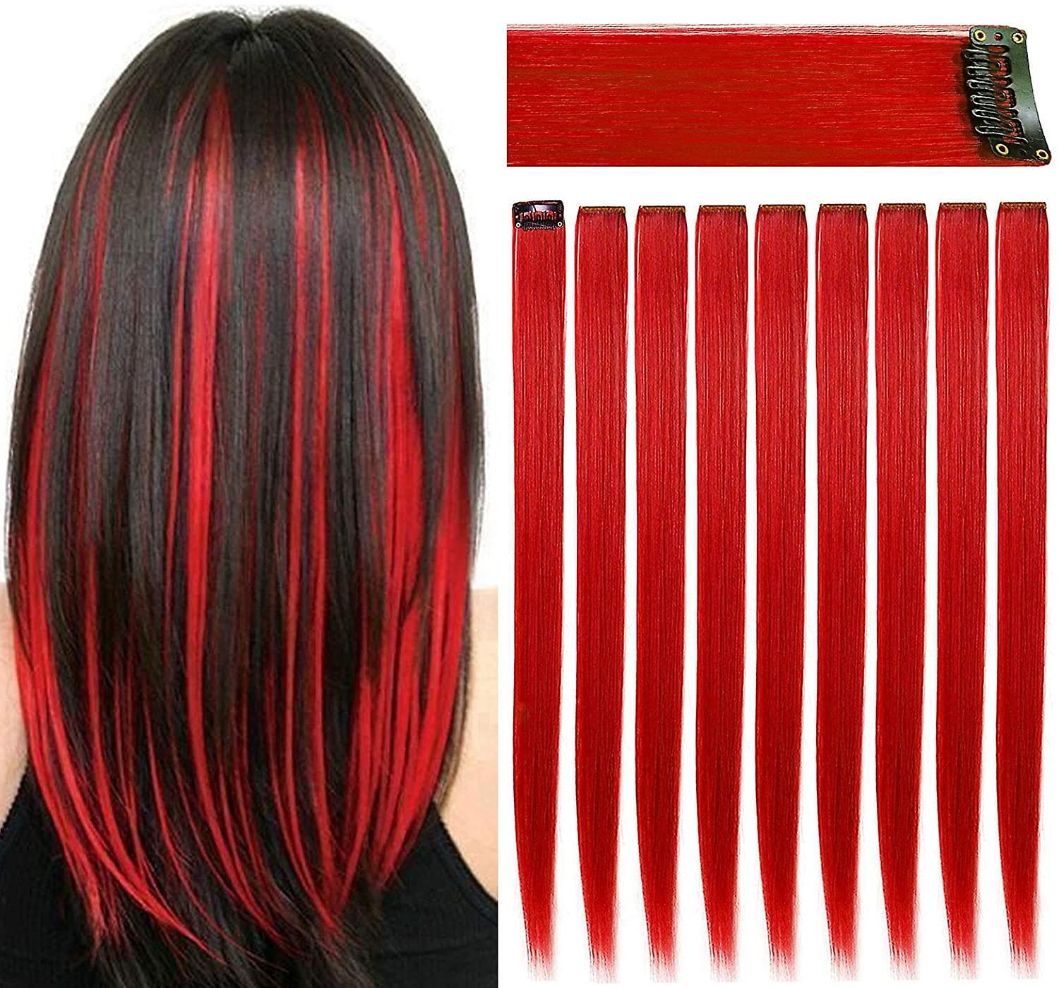 9 extensiones de cabello con clip de color de 21 pulgadas, extensiones ...