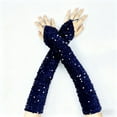thumbnail image 2 of ManxiVoo Sparkly Sequin Gloves Long Velvet Arm Sleeves Elegant Formal Wear For Stage Performances And Special Occasions Navy, 2 of 4