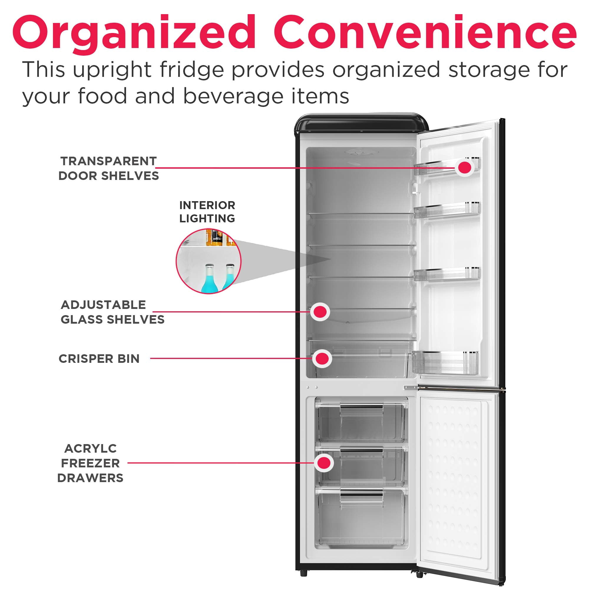 Frigidaire 9.0 Cu. ft. Bottom Mount Retro Refrigerator, Apartment Size Compact Fridge in Black