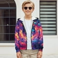 thumbnail image 3 of Chaqlin Galaxy Planet Wolf Kids Lightweight Zip Up Hoodie Long Sleeve with Pockets Comfy Casual Outerwear Youth Size 12-14, 3 of 7
