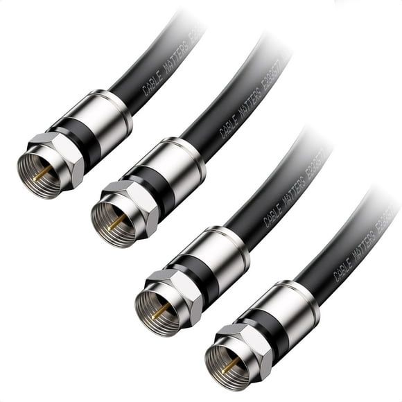 Cable Matters 2-Pack RG6 Cable CL2 in-Wall Rated (CM) Quad Shielded Coaxial Cable 15 ft RG6 Coax Cable Cord for TV Digital Router Satellite Receiver and More in Black