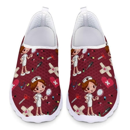 

Nursing Shoes for Women Nurse Sketch Print Summer Mesh Slip On Flats Women Breathable Ladies Sneakers Zapatos mujer