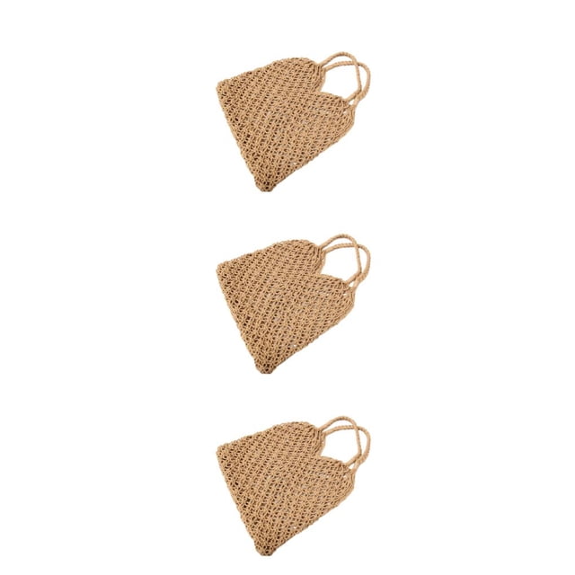 maskred Stylish And Functional Straw Handbag For All Needs Straw Beach Bag Shoulder Bag Straw Bag Tote Bag khaki 3Set
