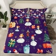 thumbnail image 2 of Manfei Cute Nutcracker Full Size Sheets for Kids, Christmas Tree Snowflake Bed Sheets, Dark Purple Merry Xmas Sheet Sets, Microfiber Bedroom Decor 4-Piece, 2 of 7