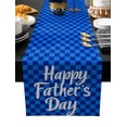 thumbnail image 2 of Happy Father's Day Cotton Linen Table Runner 14 x 72 inch Blue Checkered Plaid Non-slip Rectangular Dining Table Decor for Wedding Party Holiday Dinner, 2 of 8