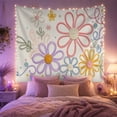 thumbnail image 2 of Large Stylized Floral Collection in a Playful Composition, Cheerful Boho Art for Flower Lovers, Botanical Wall Decor, Mother's Day Gift, Tapestry Wall Hanging for Bedroom, Living Room and Nursery, 2 of 6