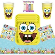 SpongeBob Celebration Kit for 16: Complete Party Supplies with Plates, Napkins, Cups, Table Cover, and Birthday Candles for an Unforgettable Underwater Adventure