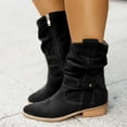 thumbnail image 2 of Women's Autumn and Winter Side Zipper Low Boots Low Heel Elegant Suede Round Toe Casual, 2 of 4