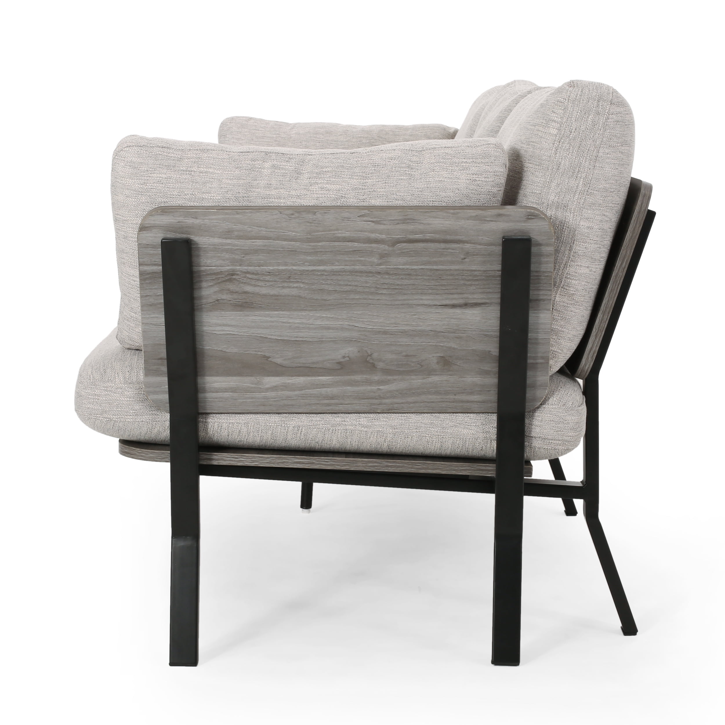 Noble House Zachariah 3 Seater Wood Frame Sofa, Light Grey