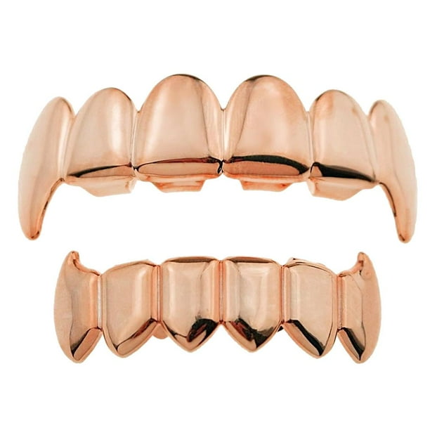 Parrillas de colmillo de dientes de chapadas en oro para accesorios de Yuyangstore Parrillas chapadas en oro de 18 quilates