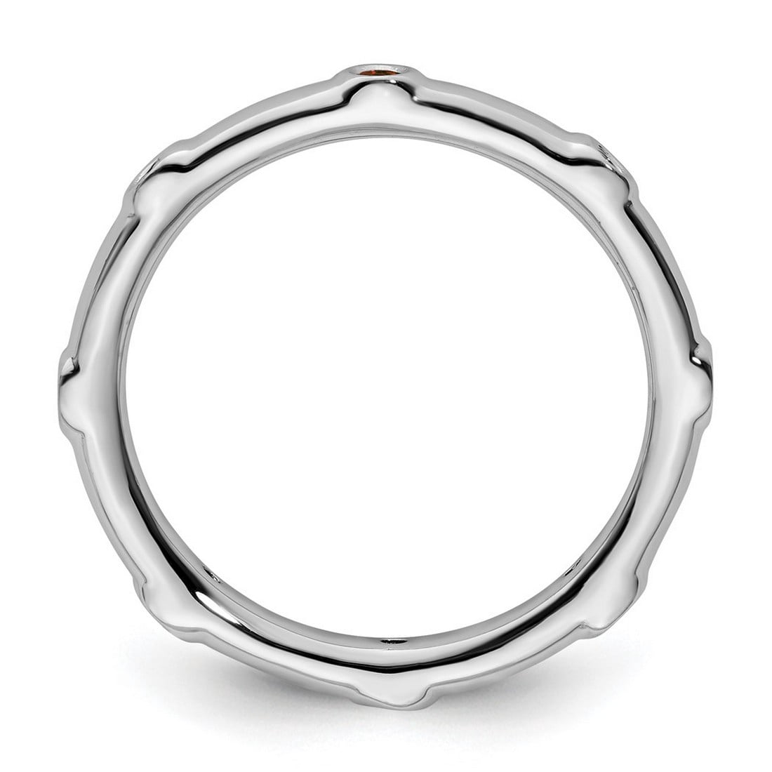 925 Sterling Silver Bezel Polished Stackable Garnet Ring Size 7 Stackable Ring for Women - .16 cwt