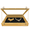 Golden Oak - Black Felt, variant on PENNZONI Small Tabletop Trade Show Display Case w/ Wooden Dowels, Golden Oak, No Felt