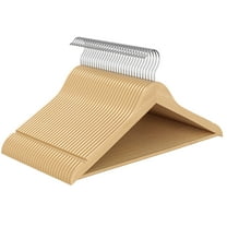 30 Pack Wooden Hangers with 360° Swivel Hooks, Solid Birch Wood, Space-Saving Coat & Pants Hangers, Natural Beige