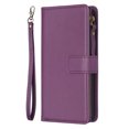 thumbnail image 2 of for iPhone 13 Pro Zipper Wallet Case with Wrist Hand Strap & Card Slots Holder, Business PU Leather Shockproof Flip Kickstand Purse Protective Cover Case for iPhone 13 Pro, Darkpurple, 2 of 7