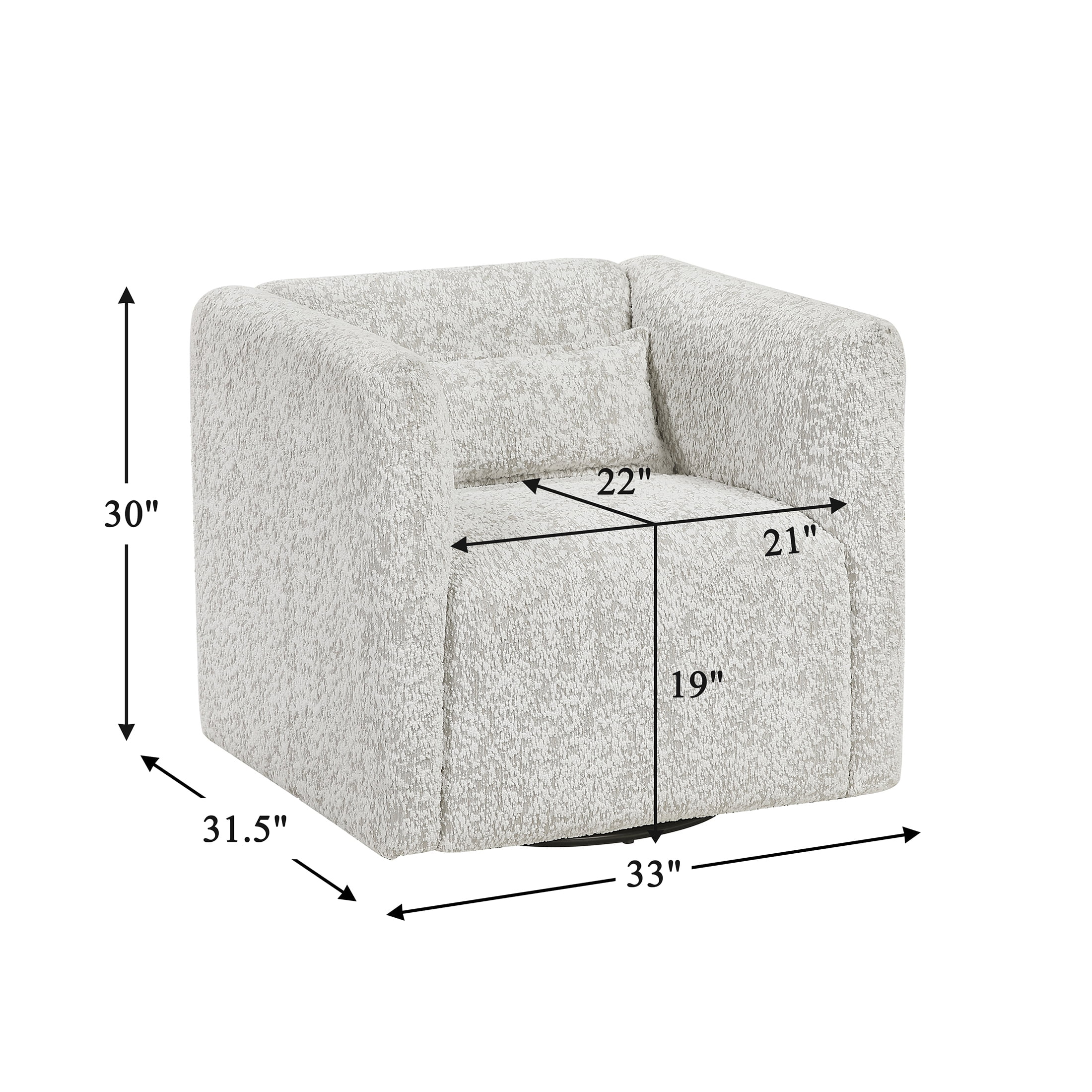 OakvillePark Fenlow Jacquard Barrel Swivel Chair with Lumbar Pillow, Beige