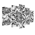 thumbnail image 3 of Floral 5 Panels Acrylic Glass Wall Art, Monochrome Composition of Water Lilies Design Sketch Style Arrangement, Accent for Living Room, Bedroom, Dorm, 60" x 30", Black and White, by Ambesonne, 3 of 5